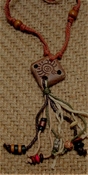 Unisex hemp necklace w/ wood & metal  beads 26" length nk65