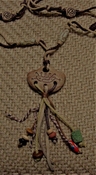 Unisex hemp necklace w/ wood & ceramic beads 26" length nk63
