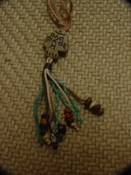 Unisex hemp necklace w/ wood & metal beads 26" length nk36