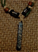 Unisex hemp necklace  w/ wood & metal beads 16" length nk27