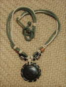 Unisex hemp necklace w/ wood & metal beads 16" length nk38