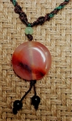 Unisex hemp necklace w/ agate disc pendant bead nk56