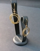 Gold colored round single swirl spiral dangle fishhook earrings
