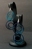 Fashion blue colored round double swirl spiral dangle fishhook