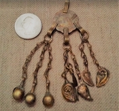 Old Kuchi coin tribal pendant belly dance dangles bells pk29