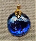 Blue DIY Pendant Full Moon Blessed Irridesent Glass Gem pk35