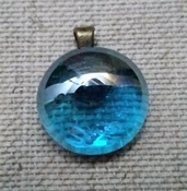 Blue DIY Pendant Full Moon Blessed Irridesent Glass Gem pk58