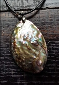 18" inch abalone pendant shell necklace on leather cord nk119