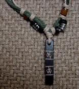  Unisex hemp necklace w/ wood & metal beads 16" length nk32 