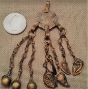  Old Kuchi coin tribal pendant belly dance dangles bells pk29 
