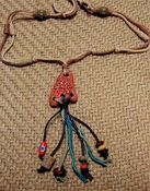  Unisex hemp necklace wood,cerammic ,metal beads ceramic 26" nk55 