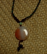  Unisex hemp necklace w/ wood beads 1" agate pendant bead nk39 