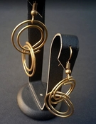  Fashion gold colored round double swirl dangle fishhook earrings 