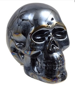  Black Iridescent ceramic human skull replica decor alter 