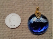  Blue DIY Pendant Full Moon Blessed Irridesent Glass Gem pk35 