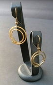  Gold colored round single swirl spiral dangle fishhook earrings 
