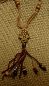  Unisex hemp necklace w/ wood & metal beads 28" length nk26 