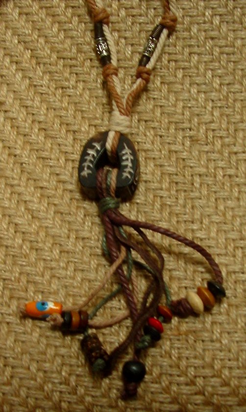 Hemp necklace w/ wood & metal beads 26" Hemp necklace nk21