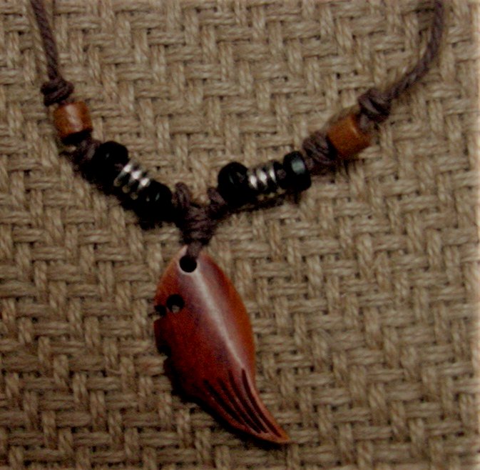 Unisex hemp necklace w/ wood & metal beads 16" length nk30