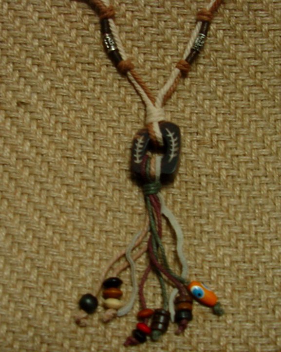 Hemp necklace w/ wood & metal beads 28" Hemp necklace nk34