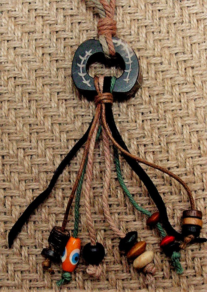 Hemp necklace w/ wood & metal beads 28" Hemp necklace nk45