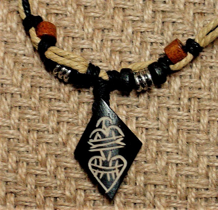 Unisex hemp necklace w/ wood & metal beads 16" length nk54