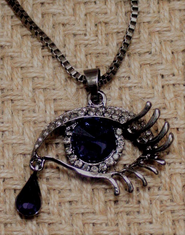Deep blue crystal teardrop evil eye protection necklace nk66