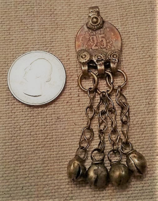 Old Kuchi coin tribal pendant belly dance dangles bells pk22